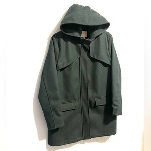 Green Wool Duffel Coat w/ Detachable Hood